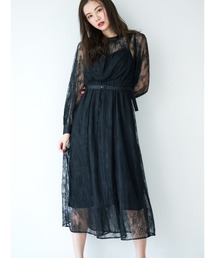 dazzlin | レースベルトフレアワンピース(ワンピース)