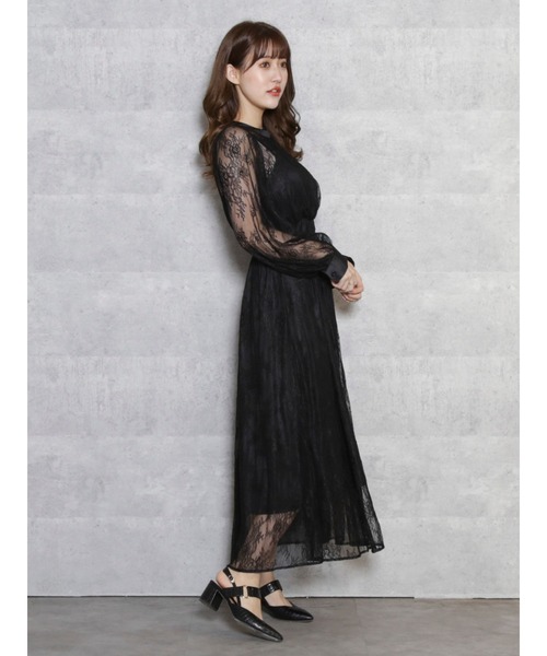 dazzlin(ダズリン)の「レースベルトフレアワンピース(ワンピース・レディース・ブラック/オフホワイト・FREE)」の8枚目の写真