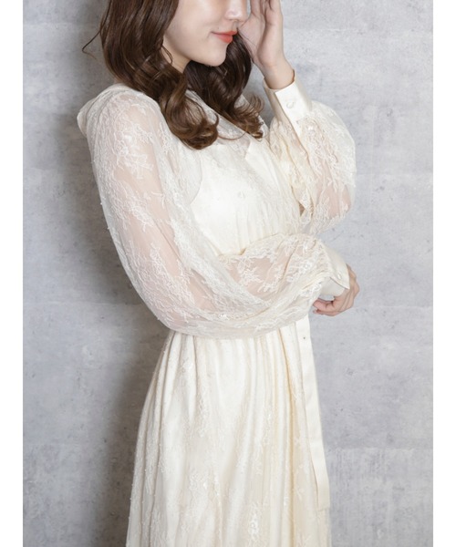 dazzlin(ダズリン)の「レースベルトフレアワンピース(ワンピース・レディース・ブラック/オフホワイト・FREE)」の12枚目の写真