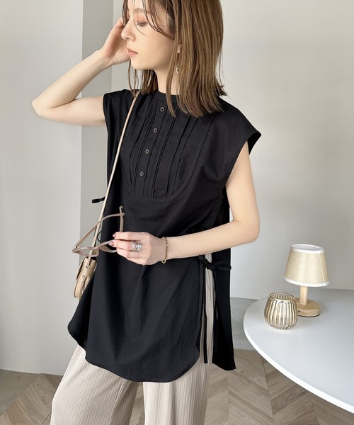 classicalelf（クラシカルエルフ）の「360度愛され。コットン100％フレンチスリーブドレスシャツ（シャツ/ブラウス・レディース・ホワイト/ブラック/グレイッシュベージュ/ブルー・MEDIUM/X-LARGE/LARGE/SMALL）」の16枚目の写真