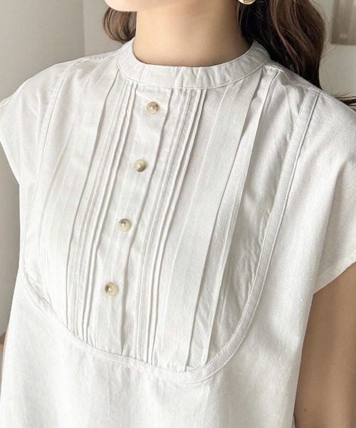 classicalelf（クラシカルエルフ）の「360度愛され。コットン100％フレンチスリーブドレスシャツ（シャツ/ブラウス・レディース・ホワイト/ブラック/グレイッシュベージュ/ブルー・MEDIUM/X-LARGE/LARGE/SMALL）」の19枚目の写真