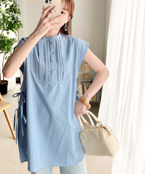 classicalelf（クラシカルエルフ）の「360度愛され。コットン100％フレンチスリーブドレスシャツ（シャツ/ブラウス・レディース・ホワイト/ブラック/グレイッシュベージュ/ブルー・MEDIUM/X-LARGE/LARGE/SMALL）」の22枚目の写真