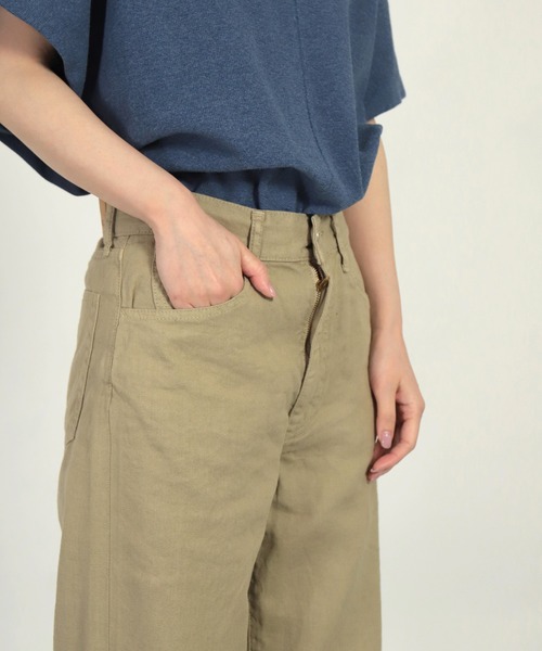 D.M.G 綿麻サージ 5Pワイドパンツ D.M.G.（ドミンゴ）の「[D.M.G / ディーエムジー] 綿麻サージ 5P