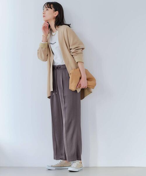 green label relaxing（グリーンレーベルリラクシング）の「FFC サテン ストラップ ワイド パンツ（その他パンツ・レディース・ライム/オレンジ/ダークグレー・38/36）」の11枚目の写真