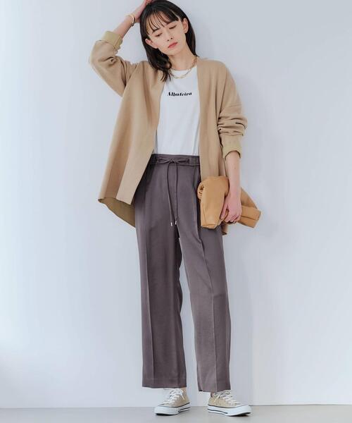 green label relaxing（グリーンレーベルリラクシング）の「FFC サテン ストラップ ワイド パンツ（その他パンツ・レディース・ライム/オレンジ/ダークグレー・38/36）」の12枚目の写真