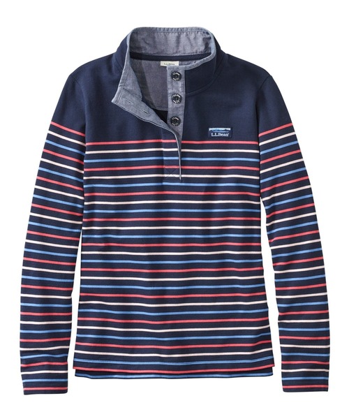 L.L.Bean(エルエルビーン)の「ソフト・コットン・ラグビー、ストライプ 米国フィット・プチ(その他トップス・レディース・ネイビー/ホワイト系その他/ブルーグリーン/プラム/ホワイト系その他2/ネイビー系・MEDIUM/X-SMALL/SMALL/LARGE)」の5枚目の写真