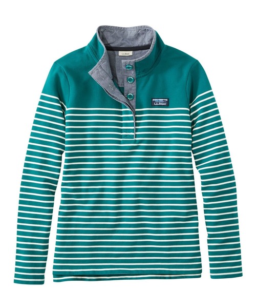 L.L.Bean(エルエルビーン)の「ソフト・コットン・ラグビー、ストライプ 米国フィット・プチ(その他トップス・レディース・ネイビー/ホワイト系その他/ブルーグリーン/プラム/ホワイト系その他2/ネイビー系・MEDIUM/X-SMALL/SMALL/LARGE)」の1枚目の写真