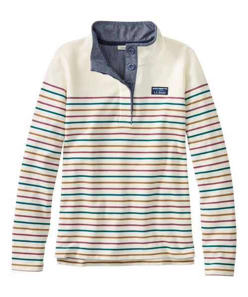 L.L.Bean(エルエルビーン)の「ソフト・コットン・ラグビー、ストライプ 米国フィット・プチ(その他トップス・レディース・ネイビー/ホワイト系その他/ブルーグリーン/プラム/ホワイト系その他2/ネイビー系・MEDIUM/X-SMALL/SMALL/LARGE)」の3枚目の写真