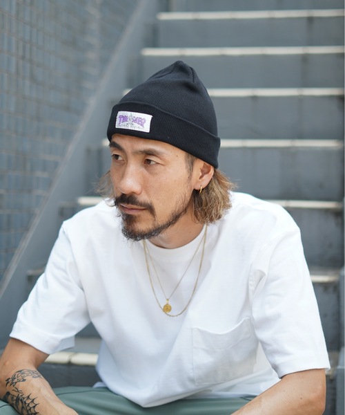 THRASHER（スラッシャー）の「GONZ HOMETOWN コットンサマービーニー/スラッシャー 帽子 ニットキャップ ビーニー（ニットキャップ/ビーニー・メンズ・ブラック/ベージュ/オレンジ/グリーン/ブラック×ライム/ホワイト×ブルー・FREE）」の4枚目の写真