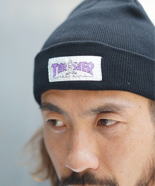 THRASHER（スラッシャー）の「GONZ HOMETOWN コットンサマービーニー/スラッシャー 帽子 ニットキャップ ビーニー（ニットキャップ/ビーニー・メンズ・ブラック/ベージュ/オレンジ/グリーン/ブラック×ライム/ホワイト×ブルー・FREE）」の9枚目の写真