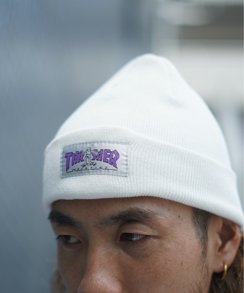 THRASHER（スラッシャー）の「GONZ HOMETOWN コットンサマービーニー/スラッシャー 帽子 ニットキャップ ビーニー（ニットキャップ/ビーニー・メンズ・ブラック/ベージュ/オレンジ/グリーン/ブラック×ライム/ホワイト×ブルー・FREE）」の15枚目の写真