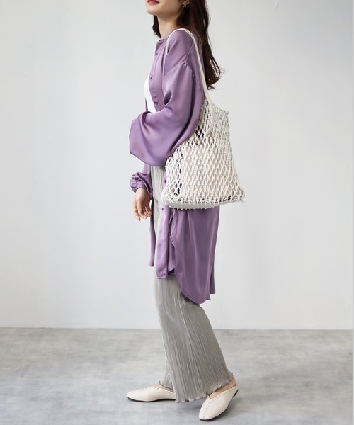 4youstory（フォーユーストーリー）の「サテンミニプリーツパンツ（その他パンツ・レディース・ブラック/パープル/グレイッシュベージュ/ブルー・MEDIUM）」の11枚目の写真