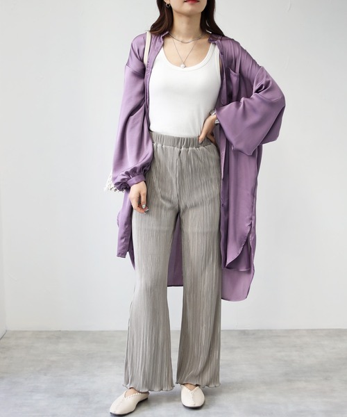 4youstory（フォーユーストーリー）の「サテンミニプリーツパンツ（その他パンツ・レディース・ブラック/パープル/グレイッシュベージュ/ブルー・MEDIUM）」の17枚目の写真