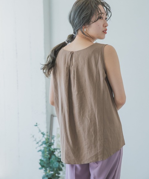 ITEMS URBANRESEARCH（アイテムズ アーバンリサーチ）の「リネンレーヨンノースリーブブラウス（シャツ/ブラウス・レディース・ブラック/ベージュ/ライトベージュ・FREE）」の17枚目の写真