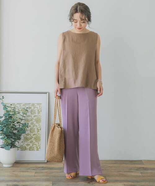 ITEMS URBANRESEARCH（アイテムズ アーバンリサーチ）の「リネンレーヨンノースリーブブラウス（シャツ/ブラウス・レディース・ブラック/ベージュ/ライトベージュ・FREE）」の14枚目の写真