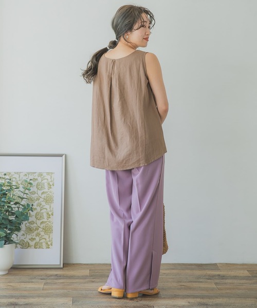 ITEMS URBANRESEARCH（アイテムズ アーバンリサーチ）の「リネンレーヨンノースリーブブラウス（シャツ/ブラウス・レディース・ブラック/ベージュ/ライトベージュ・FREE）」の8枚目の写真