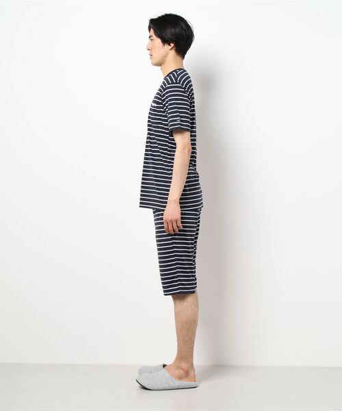 HANES（ヘインズ）の「【完売】《HANES》ボーダー 天竺 半袖Tシャツ＆5分丈パンツ（ルームウェア/パジャマ・メンズ・ネイビー/グレー/カーキ/ブルー・LL/M/L）」の6枚目の写真