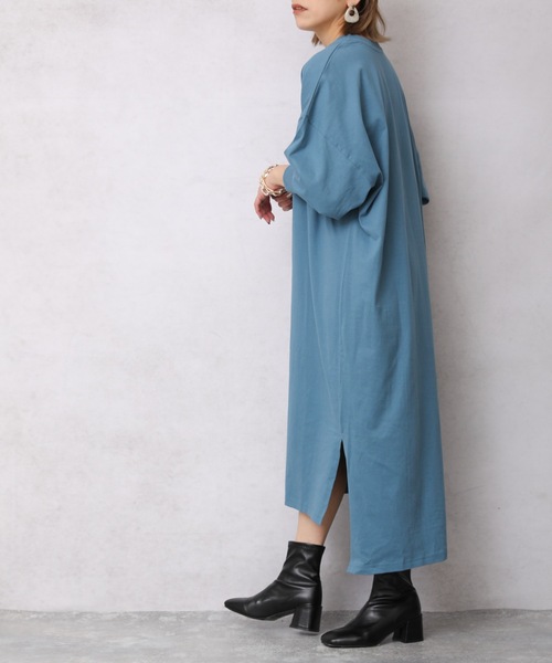 ap retro（アプレトロ）の「カットロングスリーブワンピース【ZOZO限定アイテム】（ワンピース・レディース・チャコール/ブルーグリーン/ライトベージュ/アイボリー/ブラック/ベージュ/カーキ/ライトブルー・FREE）」の8枚目の写真