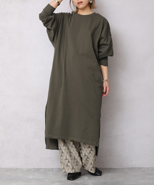 ap retro（アプレトロ）の「カットロングスリーブワンピース【ZOZO限定アイテム】（ワンピース・レディース・チャコール/ブルーグリーン/ライトベージュ/アイボリー/ブラック/ベージュ/カーキ/ライトブルー・FREE）」の6枚目の写真