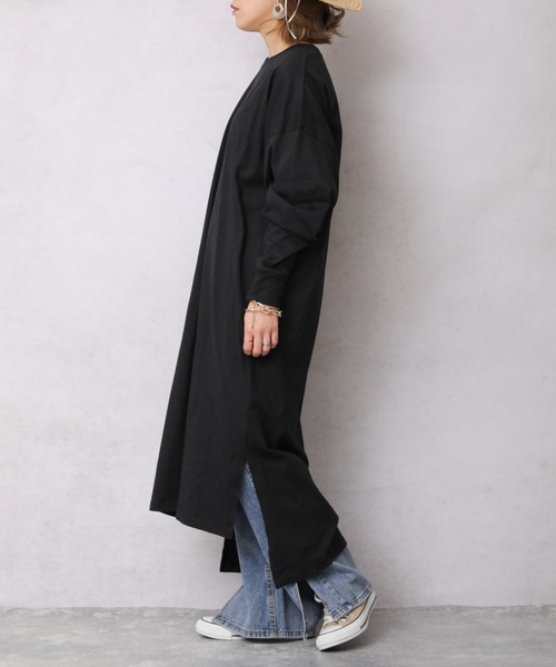 ap retro（アプレトロ）の「カットロングスリーブワンピース【ZOZO限定アイテム】（ワンピース・レディース・チャコール/ブルーグリーン/ライトベージュ/アイボリー/ブラック/ベージュ/カーキ/ライトブルー・FREE）」の9枚目の写真