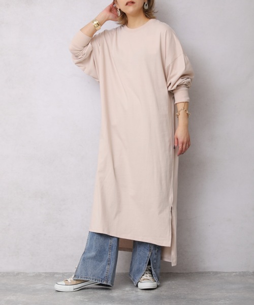 ap retro（アプレトロ）の「カットロングスリーブワンピース【ZOZO限定アイテム】（ワンピース・レディース・チャコール/ブルーグリーン/ライトベージュ/アイボリー/ブラック/ベージュ/カーキ/ライトブルー・FREE）」の12枚目の写真