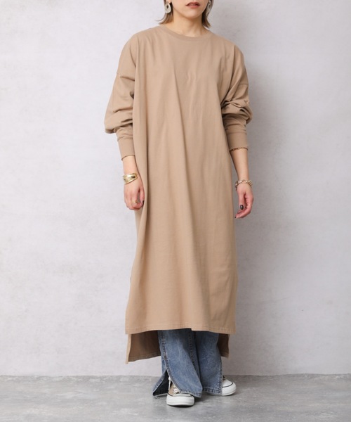 ap retro（アプレトロ）の「カットロングスリーブワンピース【ZOZO限定アイテム】（ワンピース・レディース・チャコール/ブルーグリーン/ライトベージュ/アイボリー/ブラック/ベージュ/カーキ/ライトブルー・FREE）」の11枚目の写真