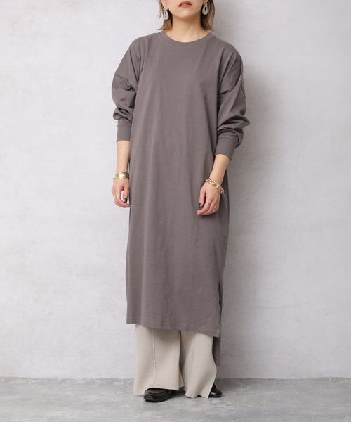 ap retro（アプレトロ）の「カットロングスリーブワンピース【ZOZO限定アイテム】（ワンピース・レディース・チャコール/ブルーグリーン/ライトベージュ/アイボリー/ブラック/ベージュ/カーキ/ライトブルー・FREE）」の10枚目の写真