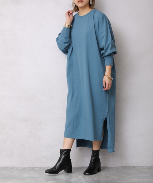 ap retro（アプレトロ）の「カットロングスリーブワンピース【ZOZO限定アイテム】（ワンピース・レディース・チャコール/ブルーグリーン/ライトベージュ/アイボリー/ブラック/ベージュ/カーキ/ライトブルー・FREE）」の16枚目の写真