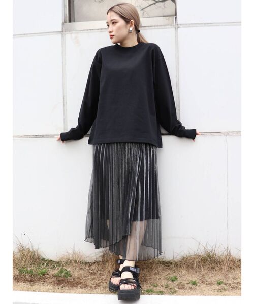 MURUA（ムルーア）の「USコットンロングスリーブTee（Tシャツ/カットソー・レディース・ホワイト/ブラック/ダークグレー/モカ・FREE）」の20枚目の写真