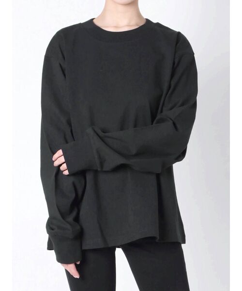 MURUA（ムルーア）の「USコットンロングスリーブTee（Tシャツ/カットソー・レディース・ホワイト/ブラック/ダークグレー/モカ・FREE）」の5枚目の写真