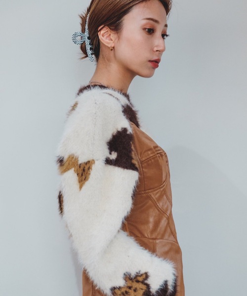 SANSeLF（サンセルフ）の「【SANSeLF】shaggy cow motif knit sanw78w21（ニット/セーター・レディース・マルチ・FREE）」の3枚目の写真