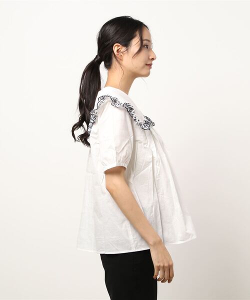 ehka sopo(エヘカソポ)の「【QR】レース衿タックブラウス(シャツ/ブラウス・レディース・ブラック/オフホワイト/ネイビー・フリ-)」の5枚目の写真