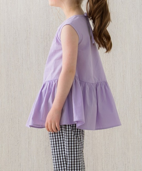 lulpini（ルルピー二）の「kids ギャザー切替ノースリーブブラウス（シャツ/ブラウス・キッズ・ラベンダー/オフホワイト・S/M/L）」の8枚目の写真