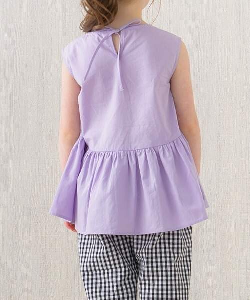 lulpini（ルルピー二）の「kids ギャザー切替ノースリーブブラウス（シャツ/ブラウス・キッズ・ラベンダー/オフホワイト・S/M/L）」の6枚目の写真