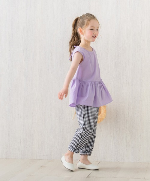 lulpini（ルルピー二）の「kids ギャザー切替ノースリーブブラウス（シャツ/ブラウス・キッズ・ラベンダー/オフホワイト・S/M/L）」の10枚目の写真