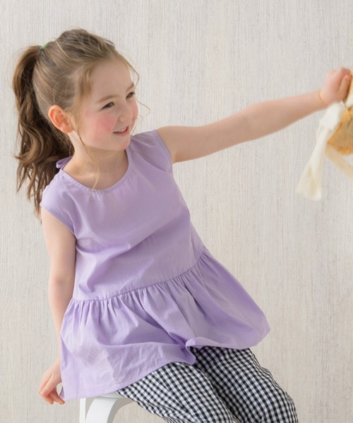 lulpini（ルルピー二）の「kids ギャザー切替ノースリーブブラウス（シャツ/ブラウス・キッズ・ラベンダー/オフホワイト・S/M/L）」の13枚目の写真
