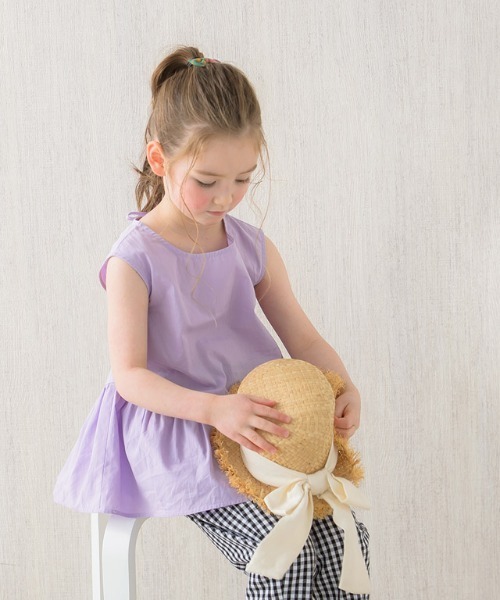 lulpini（ルルピー二）の「kids ギャザー切替ノースリーブブラウス（シャツ/ブラウス・キッズ・ラベンダー/オフホワイト・S/M/L）」の22枚目の写真