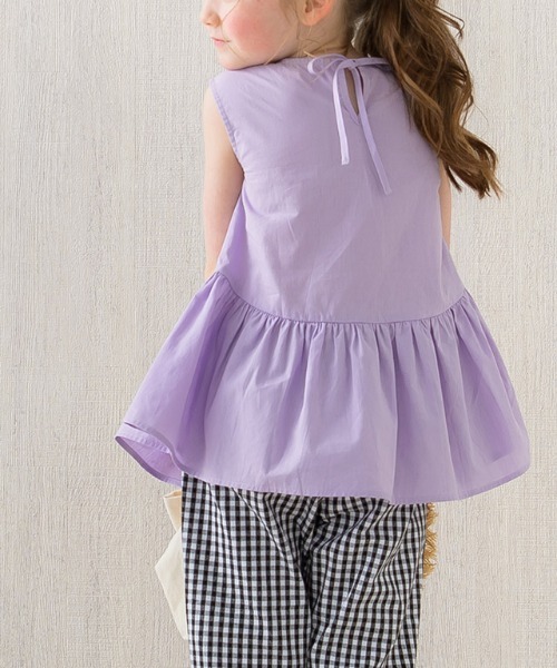 lulpini（ルルピー二）の「kids ギャザー切替ノースリーブブラウス（シャツ/ブラウス・キッズ・ラベンダー/オフホワイト・S/M/L）」の19枚目の写真