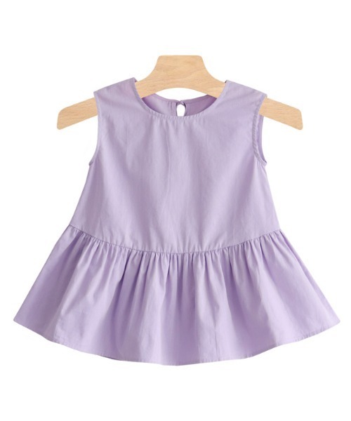 lulpini（ルルピー二）の「kids ギャザー切替ノースリーブブラウス（シャツ/ブラウス・キッズ・ラベンダー/オフホワイト・S/M/L）」の17枚目の写真