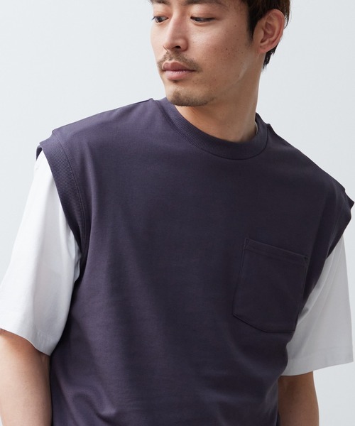 Omnes Another Edition オムネス アナザーエディション の メンズ ストレッチポンチポケット付きクルーネックベスト ベスト Wear