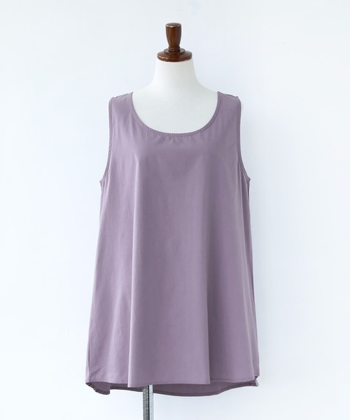 n'OrLABEL(ノアールレーベル)の「『コットンシャツ生地ロングタンク』(タンクトップ・レディース・ラベンダー/カーキ/レッド/ホワイト/ブラック/チャコール・1/2)」の10枚目の写真
