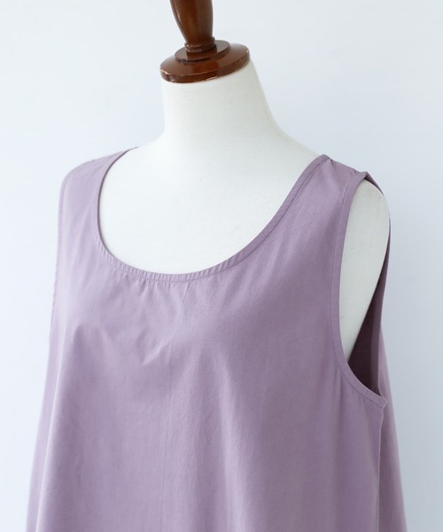 n'OrLABEL(ノアールレーベル)の「『コットンシャツ生地ロングタンク』(タンクトップ・レディース・ラベンダー/カーキ/レッド/ホワイト/ブラック/チャコール・1/2)」の13枚目の写真