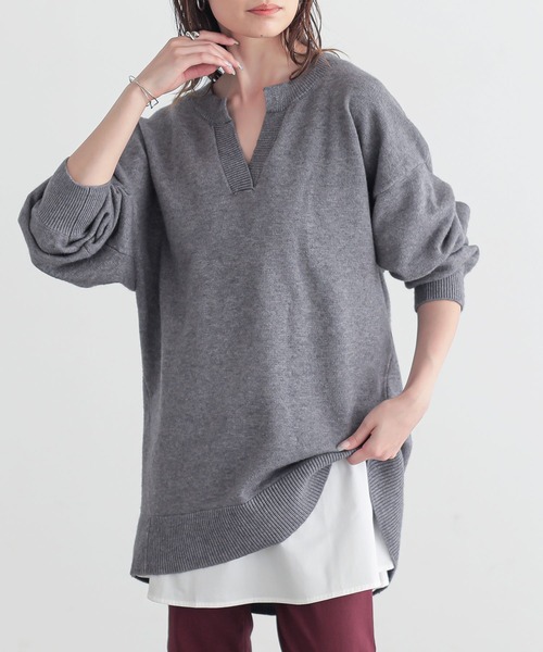 n'OrLABEL(ノアールレーベル)の「『コットンシャツ生地ロングタンク』(タンクトップ・レディース・ラベンダー/カーキ/レッド/ホワイト/ブラック/チャコール・1/2)」の17枚目の写真