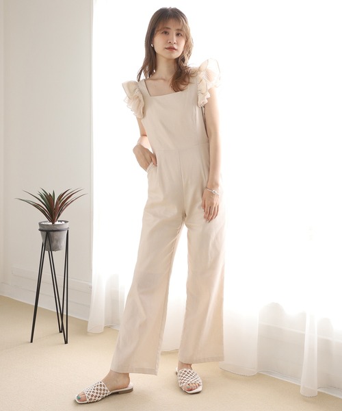 one after another NICE CLAUP(ワンアフターアナザーナイスクラップ)の「バックリボンサロペット(サロペット/オーバーオール・レディース・ブラック/アイボリー/ストライプ・FREE)」の20枚目の写真