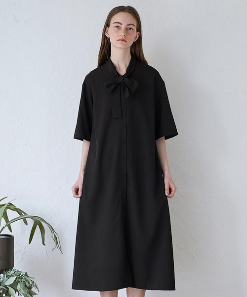 ワンピース ドレス ワンピースリボンタイがおめかし気分のとろりんワンピース ワンピース シロップ シロップ のファッション