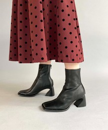 EVOL | デザインヒールスクエアショートブーツ(ブーツ)