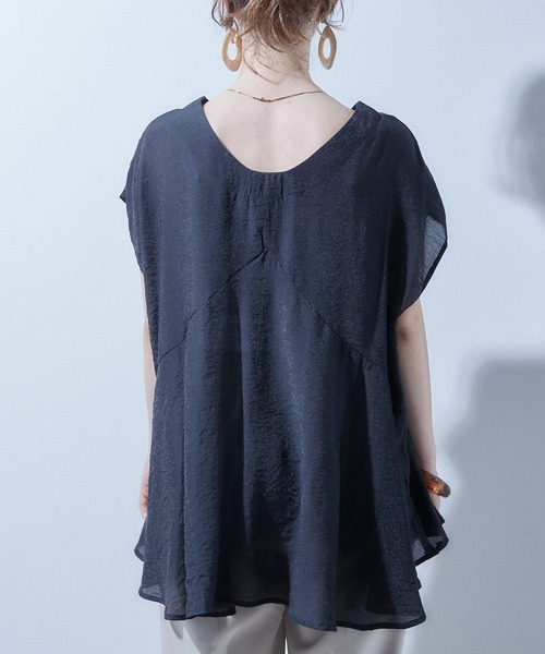 toucher du brise(トゥシェドブリーズ)の「【上品な光沢素材】フロントボタンフレンチスリーブトップス(シャツ/ブラウス・レディース・ホワイト/ブラック/ブラウン・M)」の21枚目の写真