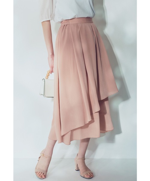 IEDIT(イディット)の「IEDIT 動くたびゆらめく花びらみたいなラップ風スカート(スカート・レディース・ライトグレー/ライトピンク・MEDIUM/LARGE/XX-LARGE/X-LARGE)」の2枚目の写真