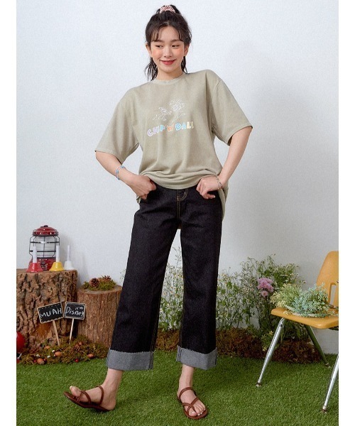 muahmuah（ムーアムーア）の「『muah muah/ムーアムーア×DISNEY/ディズニー』Chip and Dale Pigment T-shirt/チップ＆デール ピグメント 半袖Tシャツ（Tシャツ/カットソー・レディース・チャコールグレー/ベージュ/パープル/ブルー・FREE）」の9枚目の写真
