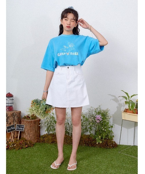muahmuah（ムーアムーア）の「『muah muah/ムーアムーア×DISNEY/ディズニー』Chip and Dale Pigment T-shirt/チップ＆デール ピグメント 半袖Tシャツ（Tシャツ/カットソー・レディース・チャコールグレー/ベージュ/パープル/ブルー・FREE）」の10枚目の写真